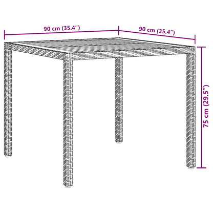 vidaXL Gartentisch 90x90x75 cm Poly Rattan und Akazienholz Schwarz