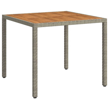 vidaXL Gartentisch 90x90x75 cm Poly Rattan und Akazienholz Grau