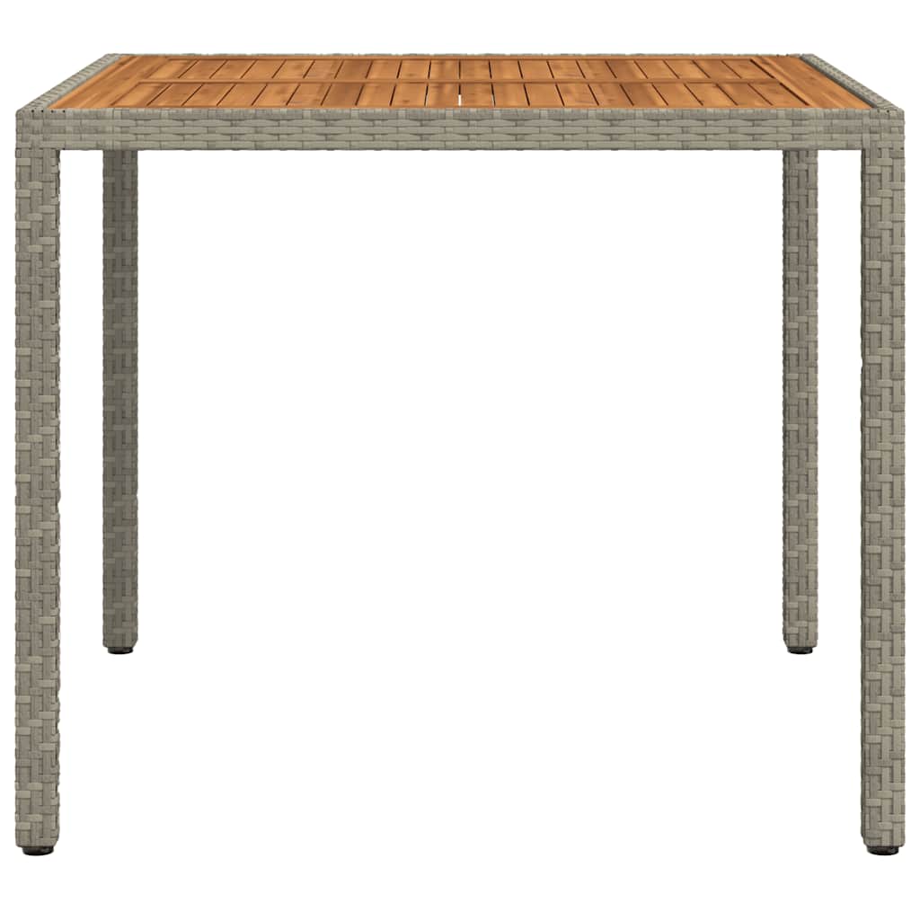 vidaXL Gartentisch 90x90x75 cm Poly Rattan und Akazienholz Grau