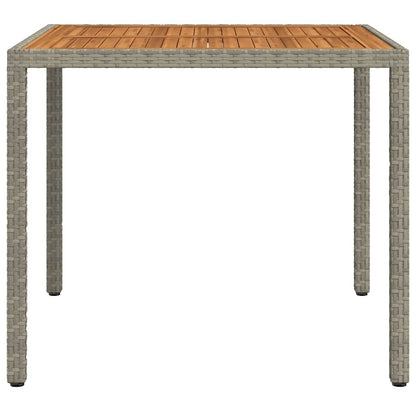 vidaXL Gartentisch 90x90x75 cm Poly Rattan und Akazienholz Grau