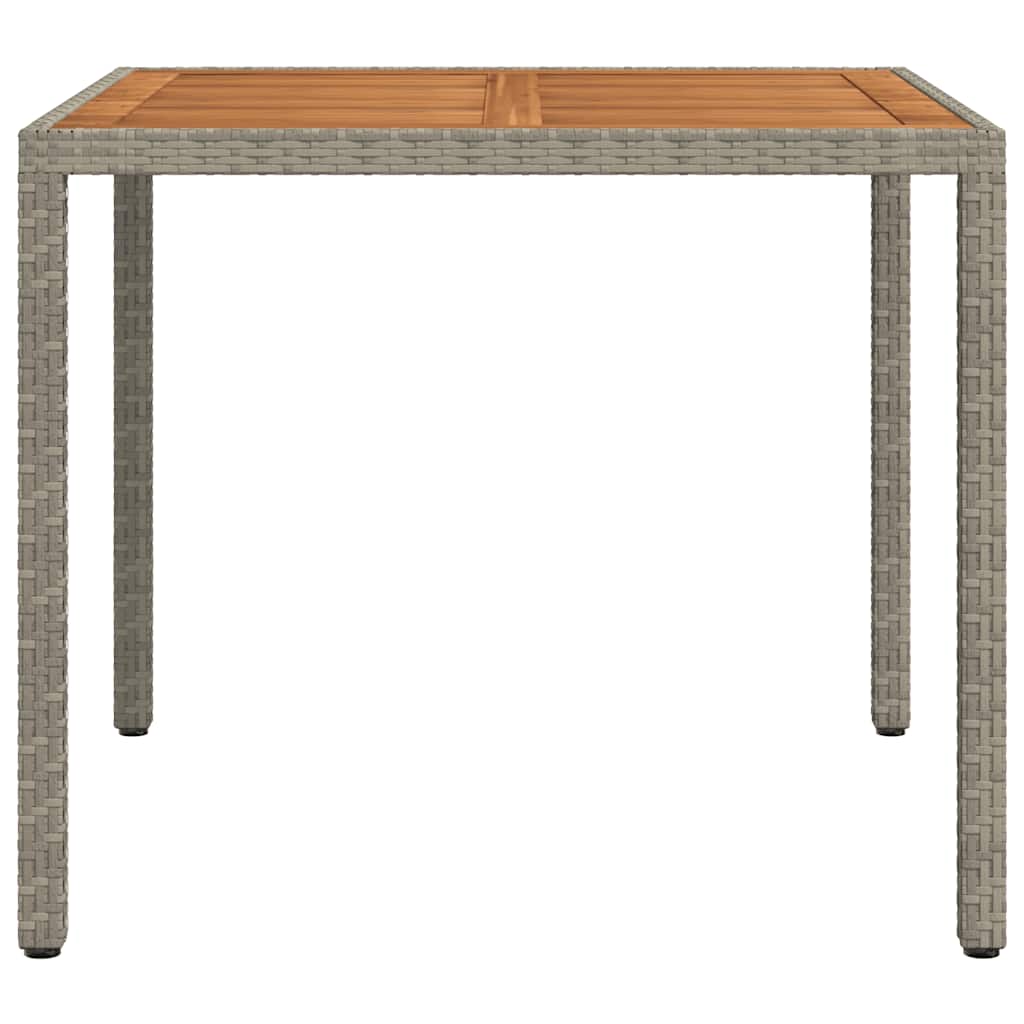 vidaXL Gartentisch 90x90x75 cm Poly Rattan und Akazienholz Grau