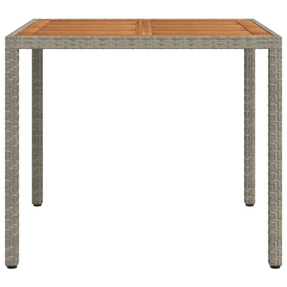 vidaXL Gartentisch 90x90x75 cm Poly Rattan und Akazienholz Grau