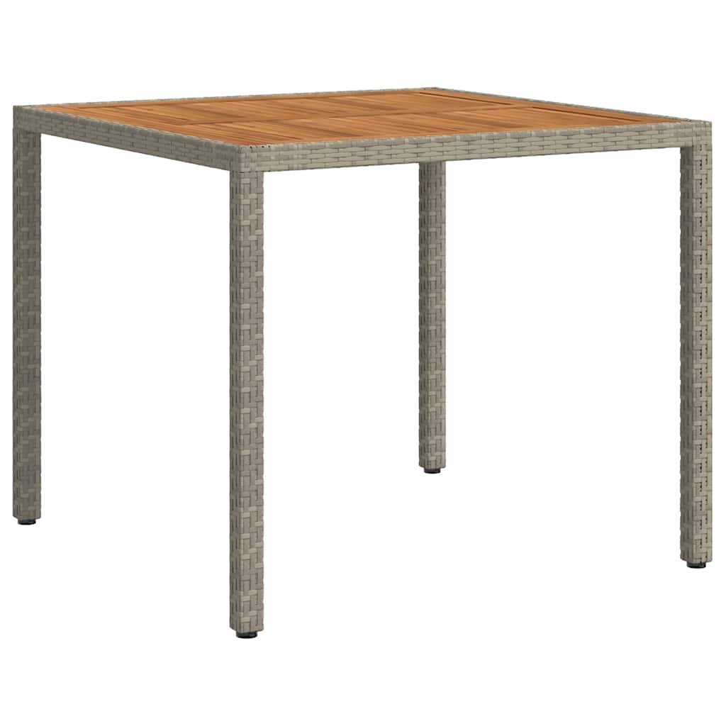 vidaXL Gartentisch 90x90x75 cm Poly Rattan und Akazienholz Grau