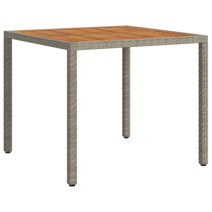vidaXL Gartentisch 90x90x75 cm Poly Rattan und Akazienholz Grau