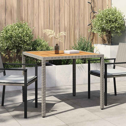 vidaXL Gartentisch 90x90x75 cm Poly Rattan und Akazienholz Grau
