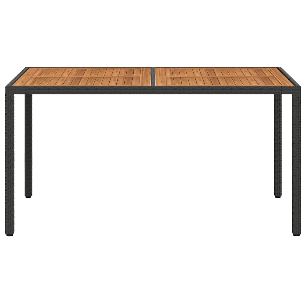 vidaXL Gartentisch 150x90x75 cm Poly Rattan und Akazienholz Schwarz