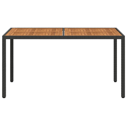 vidaXL Gartentisch 150x90x75 cm Poly Rattan und Akazienholz Schwarz