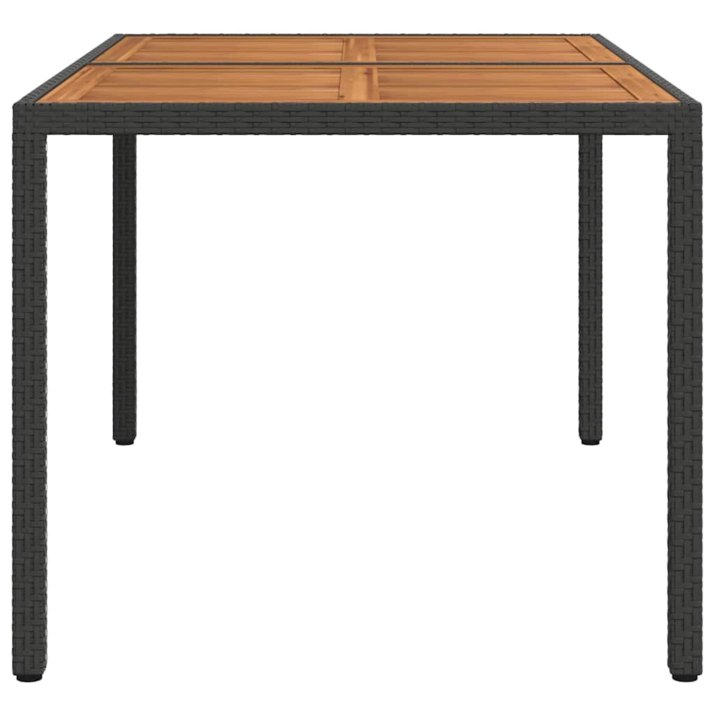 vidaXL Gartentisch 150x90x75 cm Poly Rattan und Akazienholz Schwarz