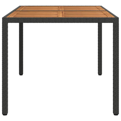 vidaXL Gartentisch 150x90x75 cm Poly Rattan und Akazienholz Schwarz