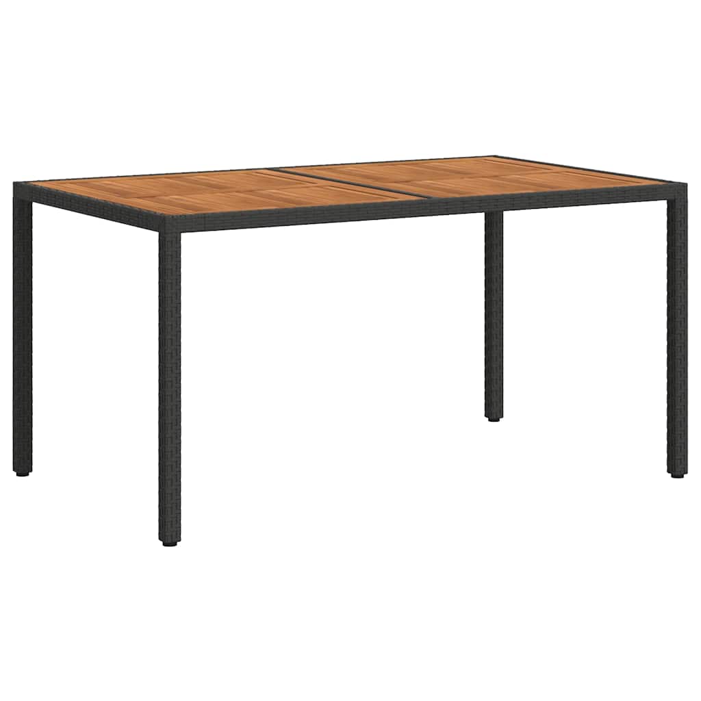vidaXL Gartentisch 150x90x75 cm Poly Rattan und Akazienholz Schwarz