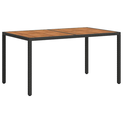 vidaXL Gartentisch 150x90x75 cm Poly Rattan und Akazienholz Schwarz