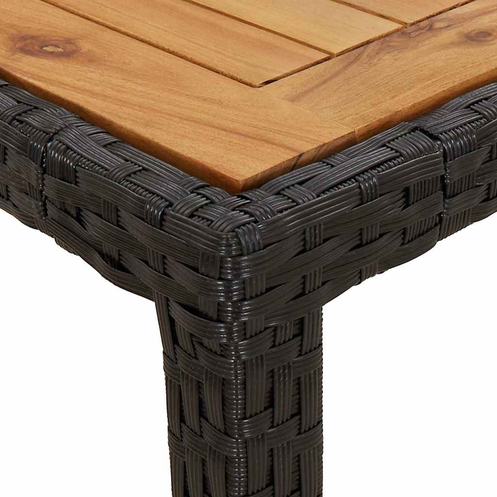 vidaXL Gartentisch 150x90x75 cm Poly Rattan und Akazienholz Schwarz