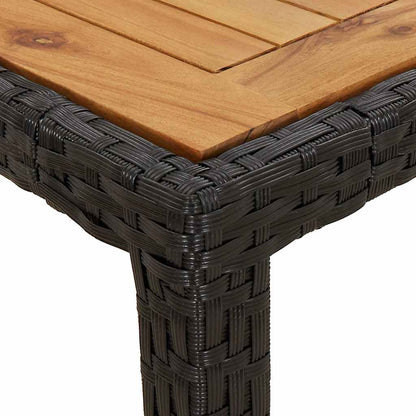 vidaXL Gartentisch 150x90x75 cm Poly Rattan und Akazienholz Schwarz
