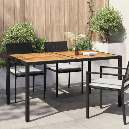 vidaXL Gartentisch 150x90x75 cm Poly Rattan und Akazienholz Schwarz