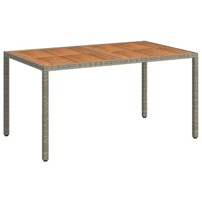 vidaXL Gartentisch 150x90x75 cm Poly Rattan und Akazienholz Grau
