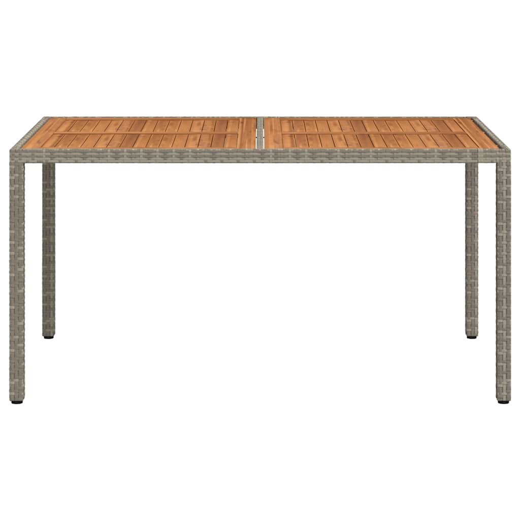 vidaXL Gartentisch 150x90x75 cm Poly Rattan und Akazienholz Grau