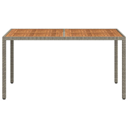 vidaXL Gartentisch 150x90x75 cm Poly Rattan und Akazienholz Grau