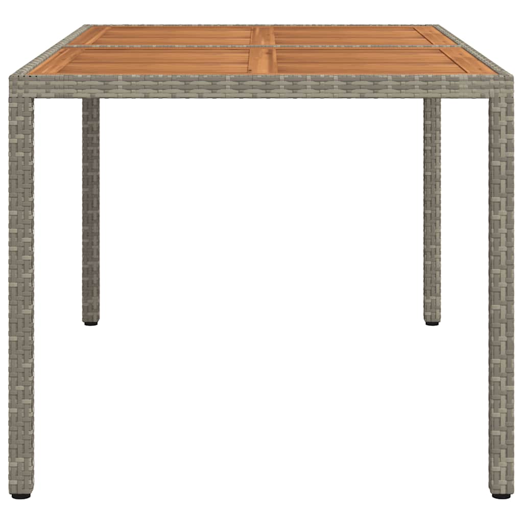 vidaXL Gartentisch 150x90x75 cm Poly Rattan und Akazienholz Grau