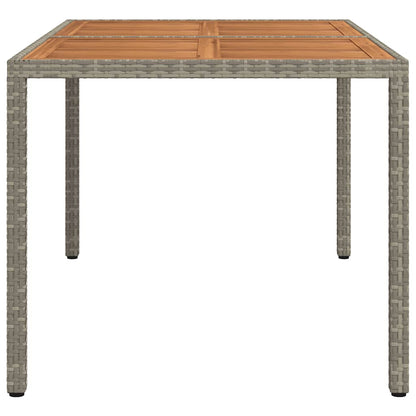 vidaXL Gartentisch 150x90x75 cm Poly Rattan und Akazienholz Grau
