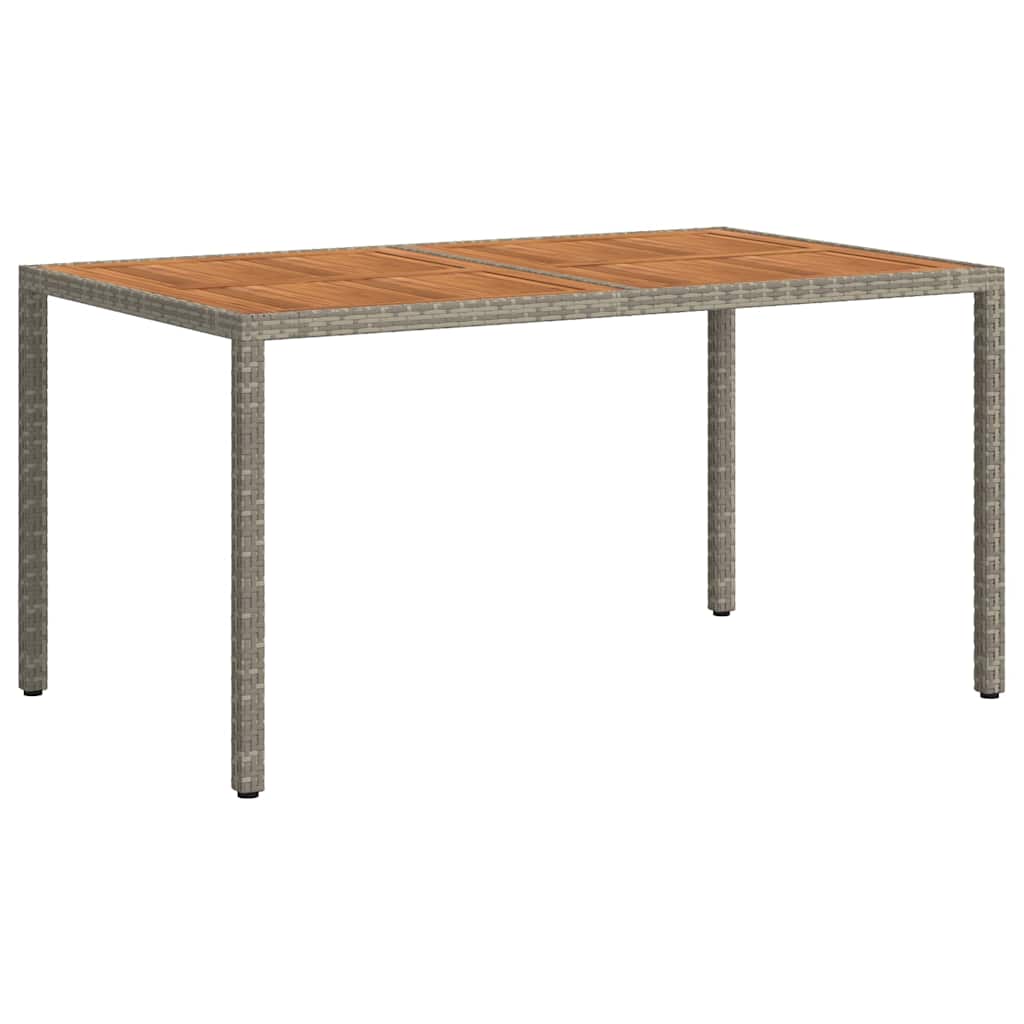 vidaXL Gartentisch 150x90x75 cm Poly Rattan und Akazienholz Grau