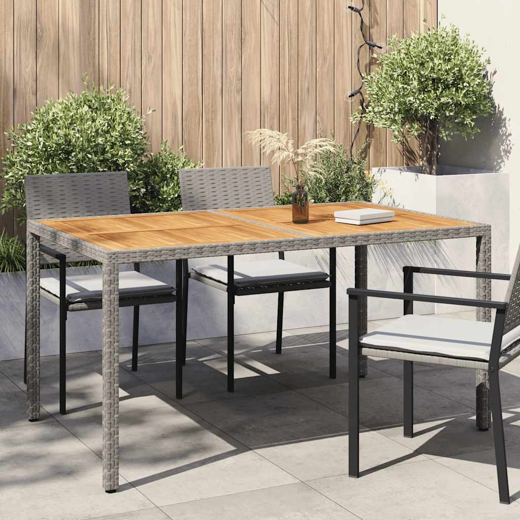 vidaXL Gartentisch 150x90x75 cm Poly Rattan und Akazienholz Grau