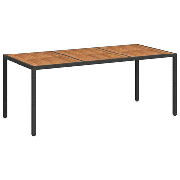 vidaXL Gartentisch 190x90x75 cm Poly Rattan und Akazienholz Schwarz
