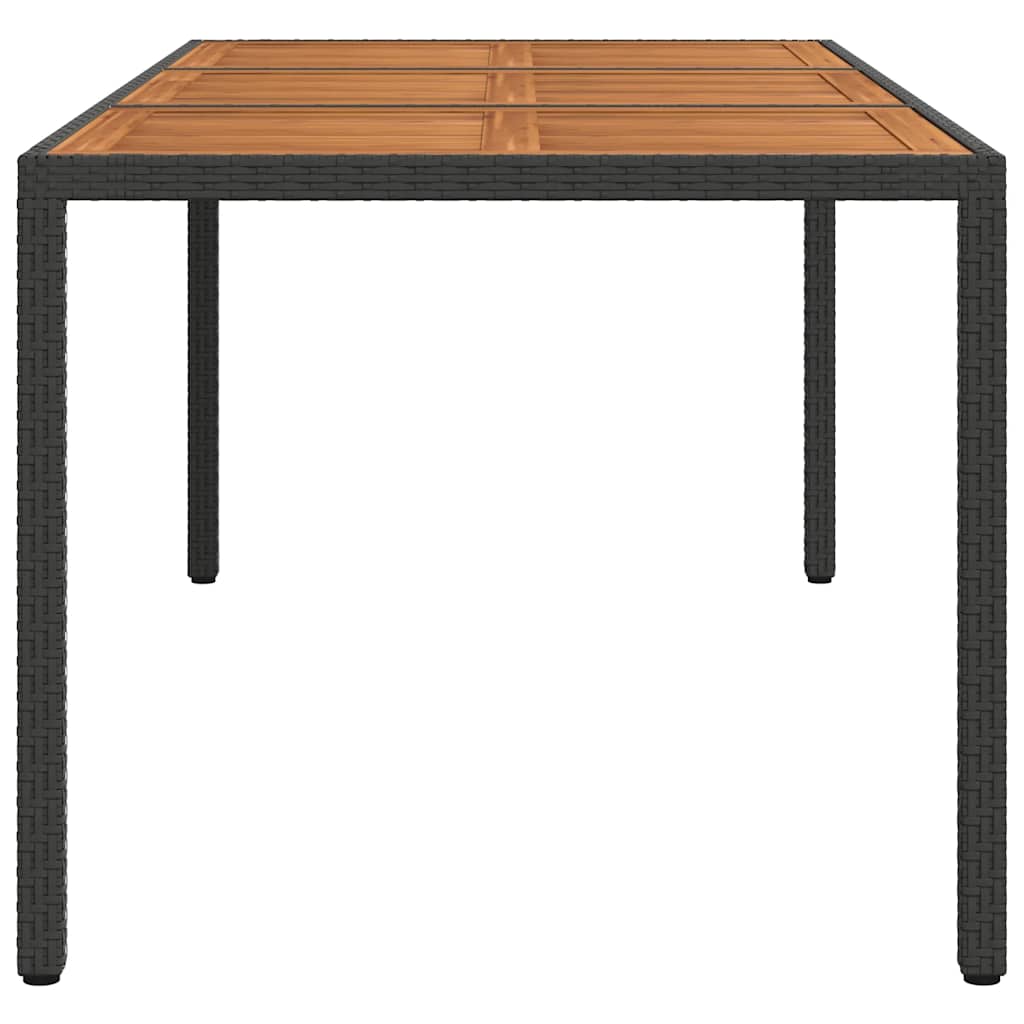 vidaXL Table de jardin 190x90x75 cm en résine tressée et bois d'acacia Noir