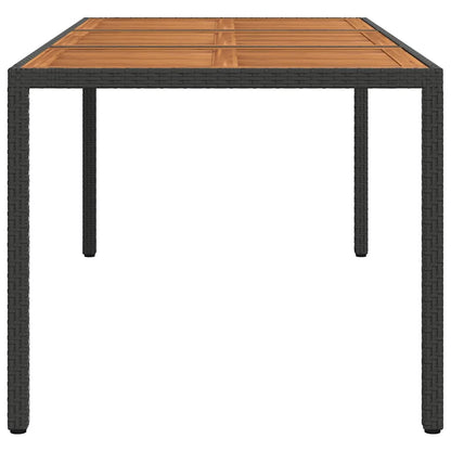 vidaXL Table de jardin 190x90x75 cm en résine tressée et bois d'acacia Noir