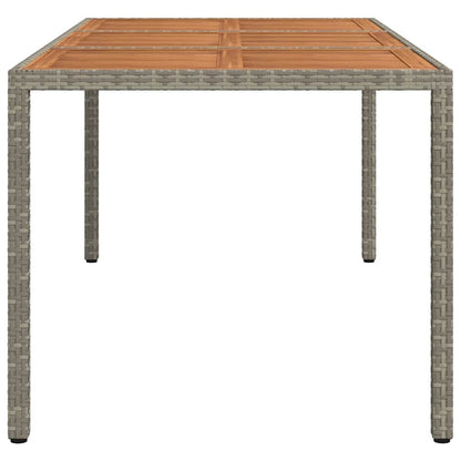 vidaXL Gartentisch 190x90x75 cm Poly Rattan und Akazienholz Grau