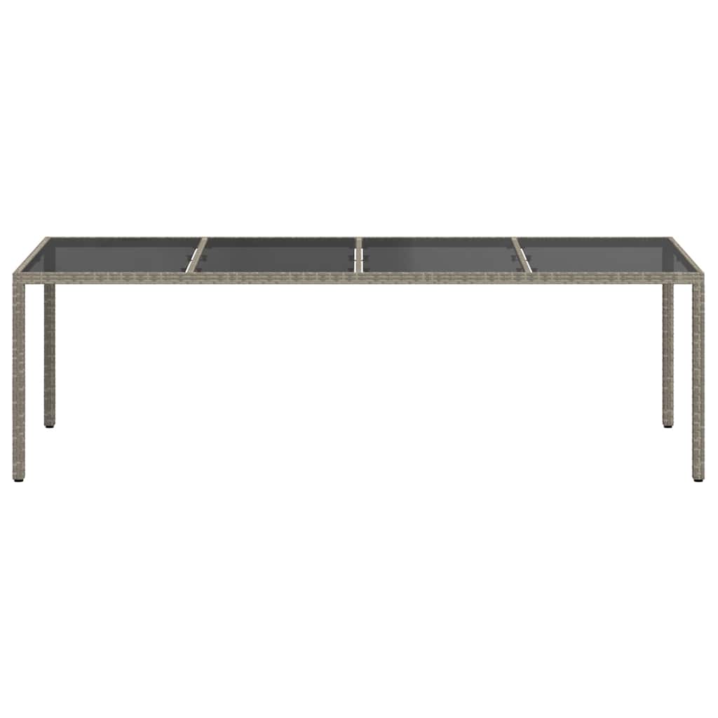 vidaXL Gartentisch Grau 250x100x75 cm Hartglas und Poly Rattan