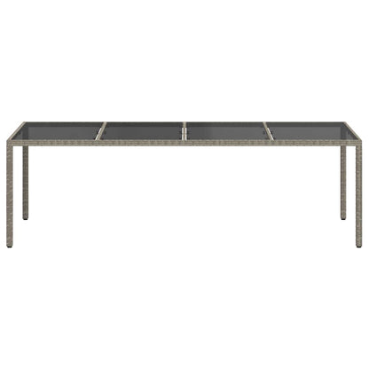 vidaXL Gartentisch Grau 250x100x75 cm Hartglas und Poly Rattan