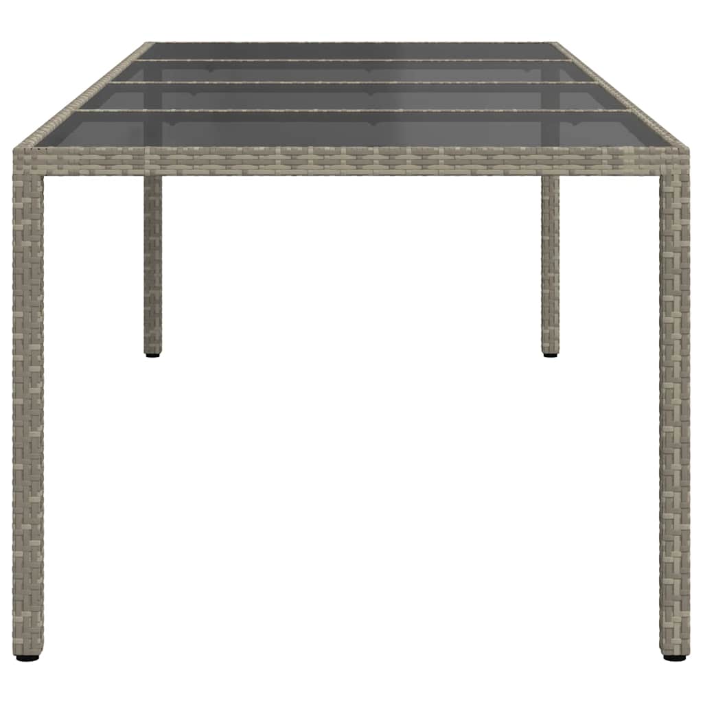 vidaXL Gartentisch Grau 250x100x75 cm Hartglas und Poly Rattan