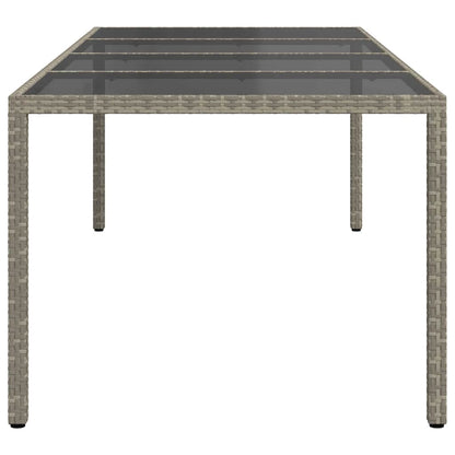 vidaXL Gartentisch Grau 250x100x75 cm Hartglas und Poly Rattan