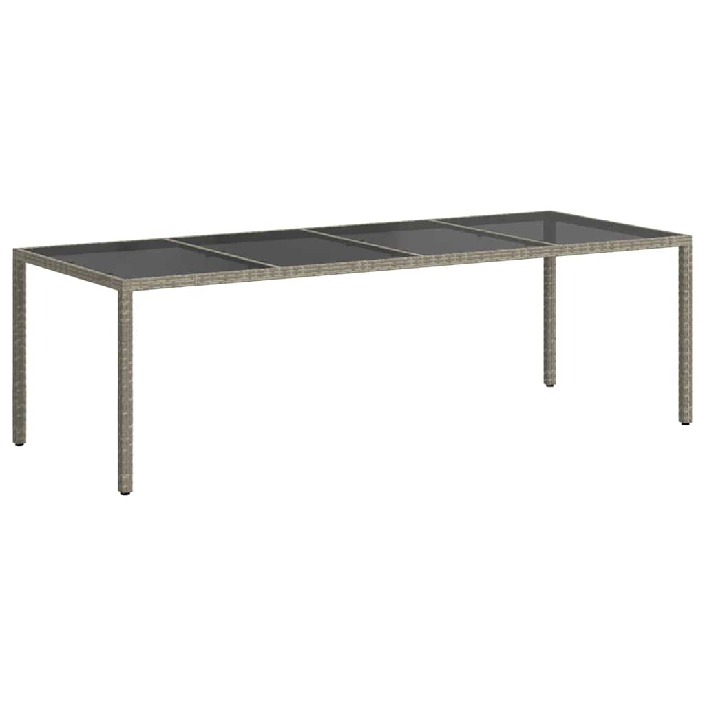 vidaXL Gartentisch Grau 250x100x75 cm Hartglas und Poly Rattan