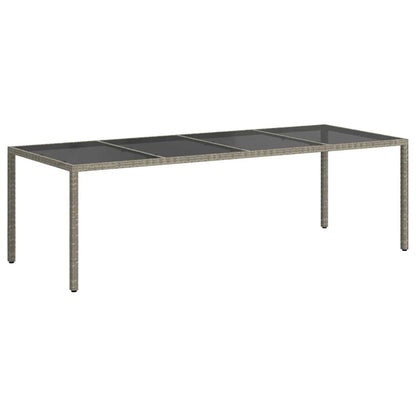 vidaXL Gartentisch Grau 250x100x75 cm Hartglas und Poly Rattan