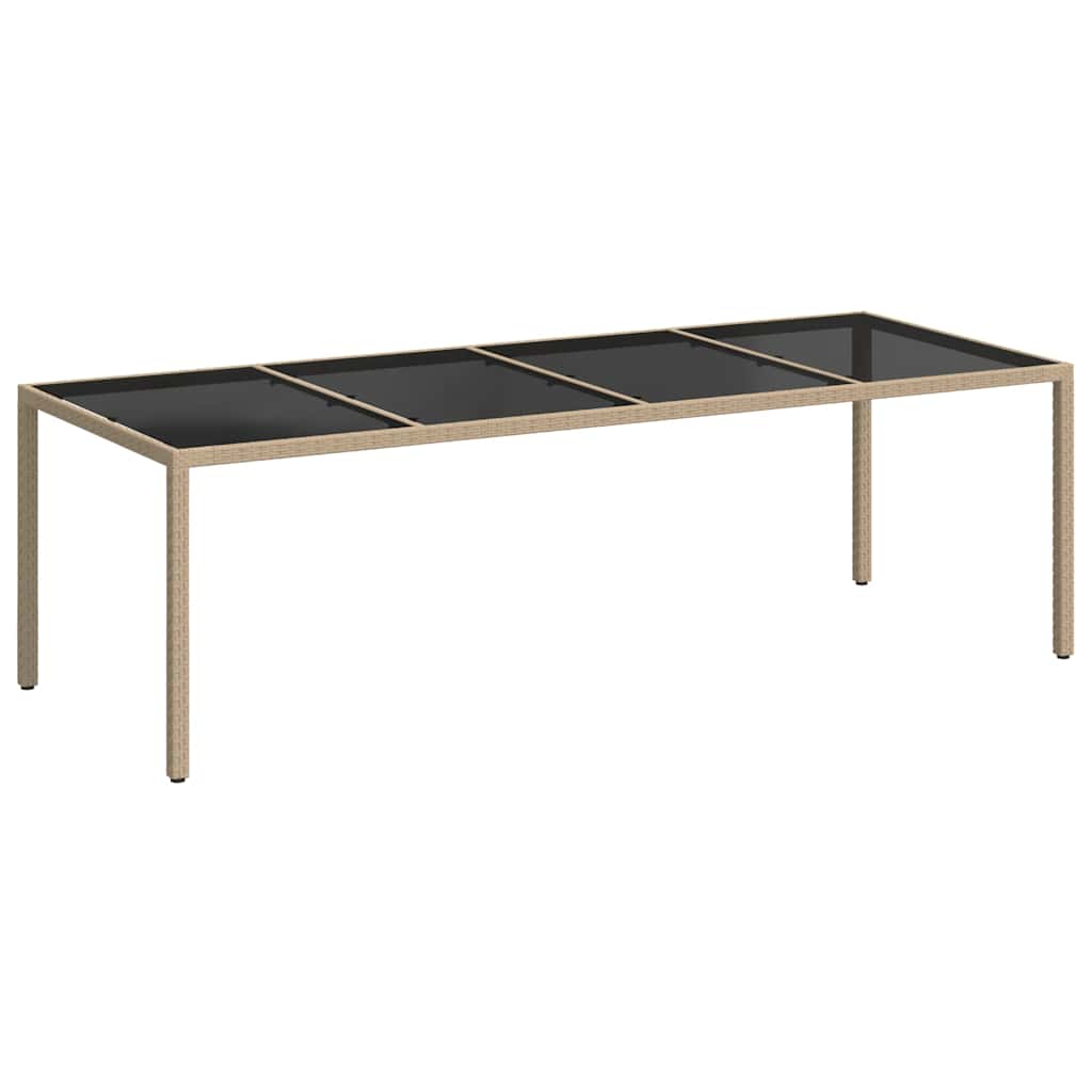 vidaXL Gartentisch Beige 250x100x75 cm Hartglas und Poly Rattan