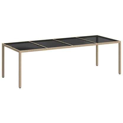 vidaXL Gartentisch Beige 250x100x75 cm Hartglas und Poly Rattan