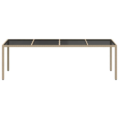 vidaXL Gartentisch Beige 250x100x75 cm Hartglas und Poly Rattan