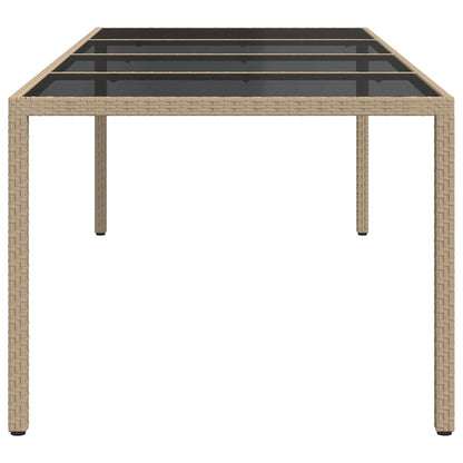 vidaXL Gartentisch Beige 250x100x75 cm Hartglas und Poly Rattan