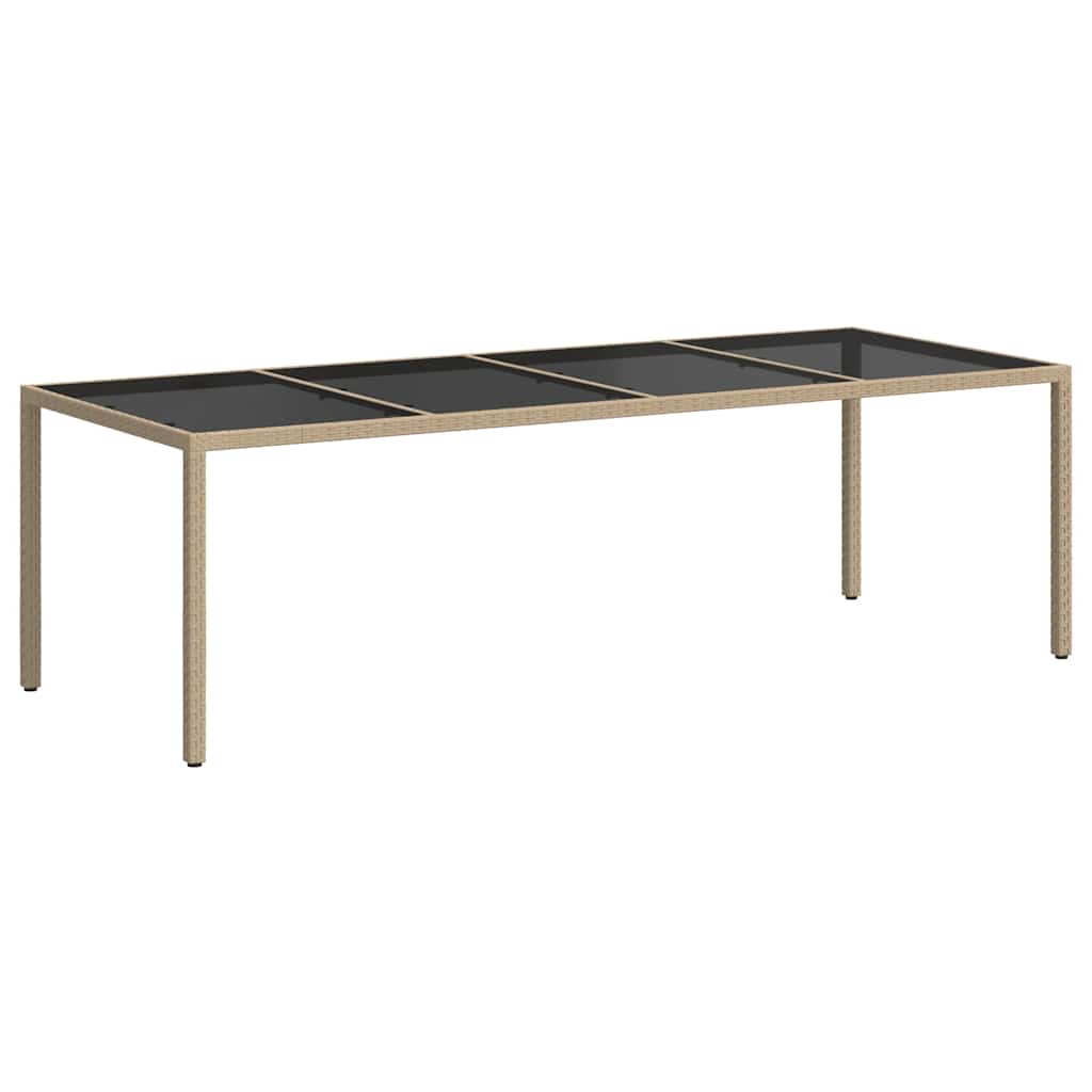 vidaXL Gartentisch Beige 250x100x75 cm Hartglas und Poly Rattan