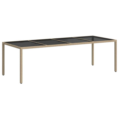 vidaXL Gartentisch Beige 250x100x75 cm Hartglas und Poly Rattan
