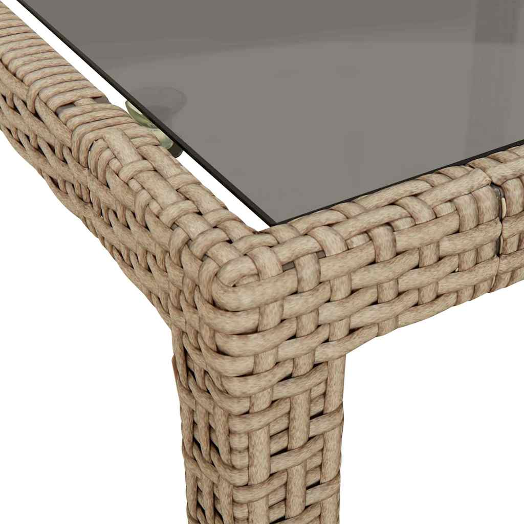 vidaXL Gartentisch Beige 250x100x75 cm Hartglas und Poly Rattan