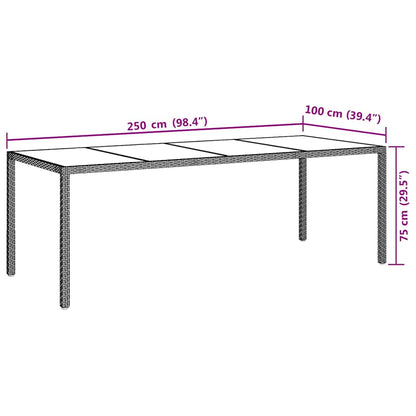 vidaXL Gartentisch Beige 250x100x75 cm Hartglas und Poly Rattan