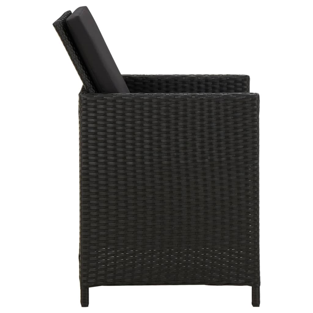 vidaXL Chaises de jardin avec coussins 4 pcs Résine tressée Noir