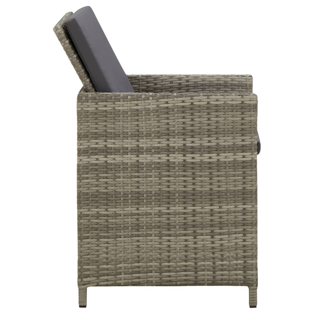 vidaXL Gartenstühle mit Kissen 4 Stk. Poly Rattan Grau