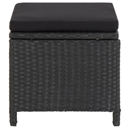 vidaXL Gartenhocker 4 Stk. mit Sitzkissen Poly Rattan Schwarz