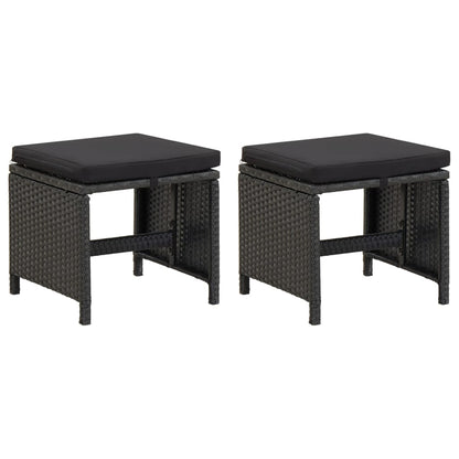 vidaXL 4-tlg. Gartenstuhl und Hocker Set Poly Rattan Schwarz