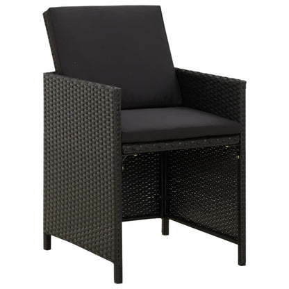 vidaXL 4-tlg. Gartenstuhl und Hocker Set Poly Rattan Schwarz