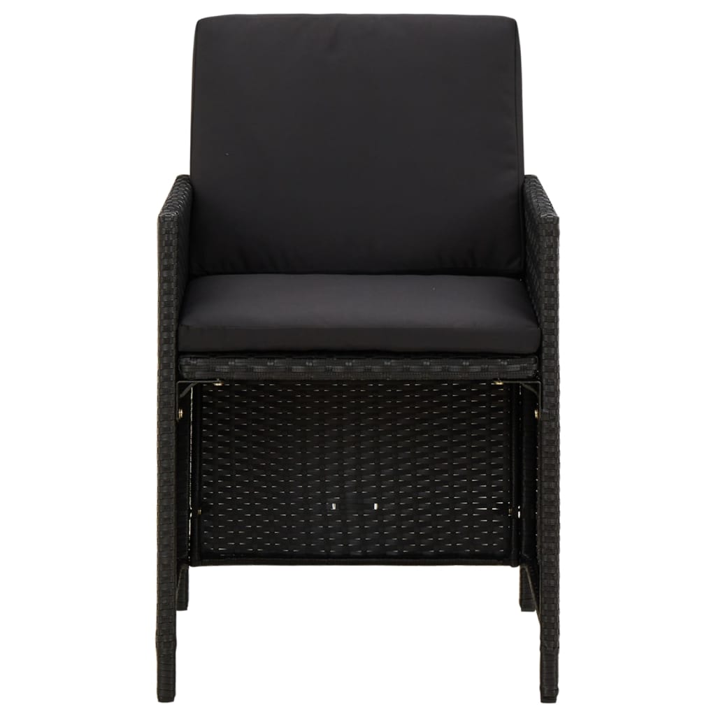 vidaXL 4-tlg. Gartenstuhl und Hocker Set Poly Rattan Schwarz
