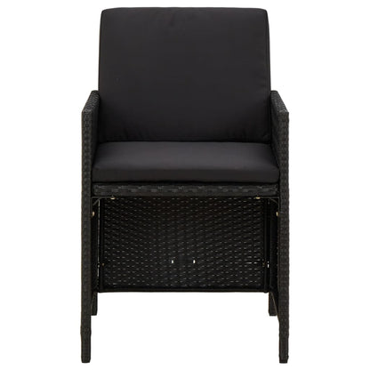 vidaXL 4-tlg. Gartenstuhl und Hocker Set Poly Rattan Schwarz